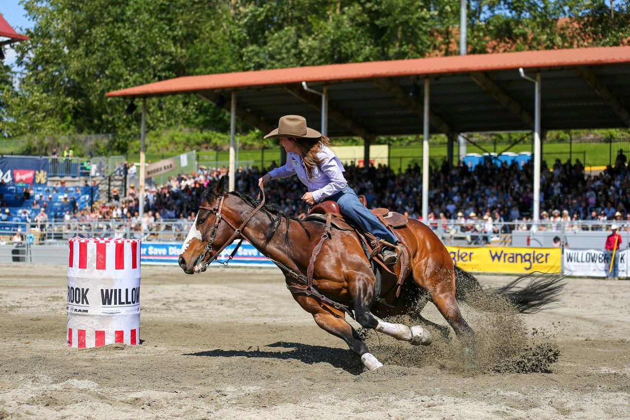 Barrell racer at the Cloverdale Rodeo & Country Fair