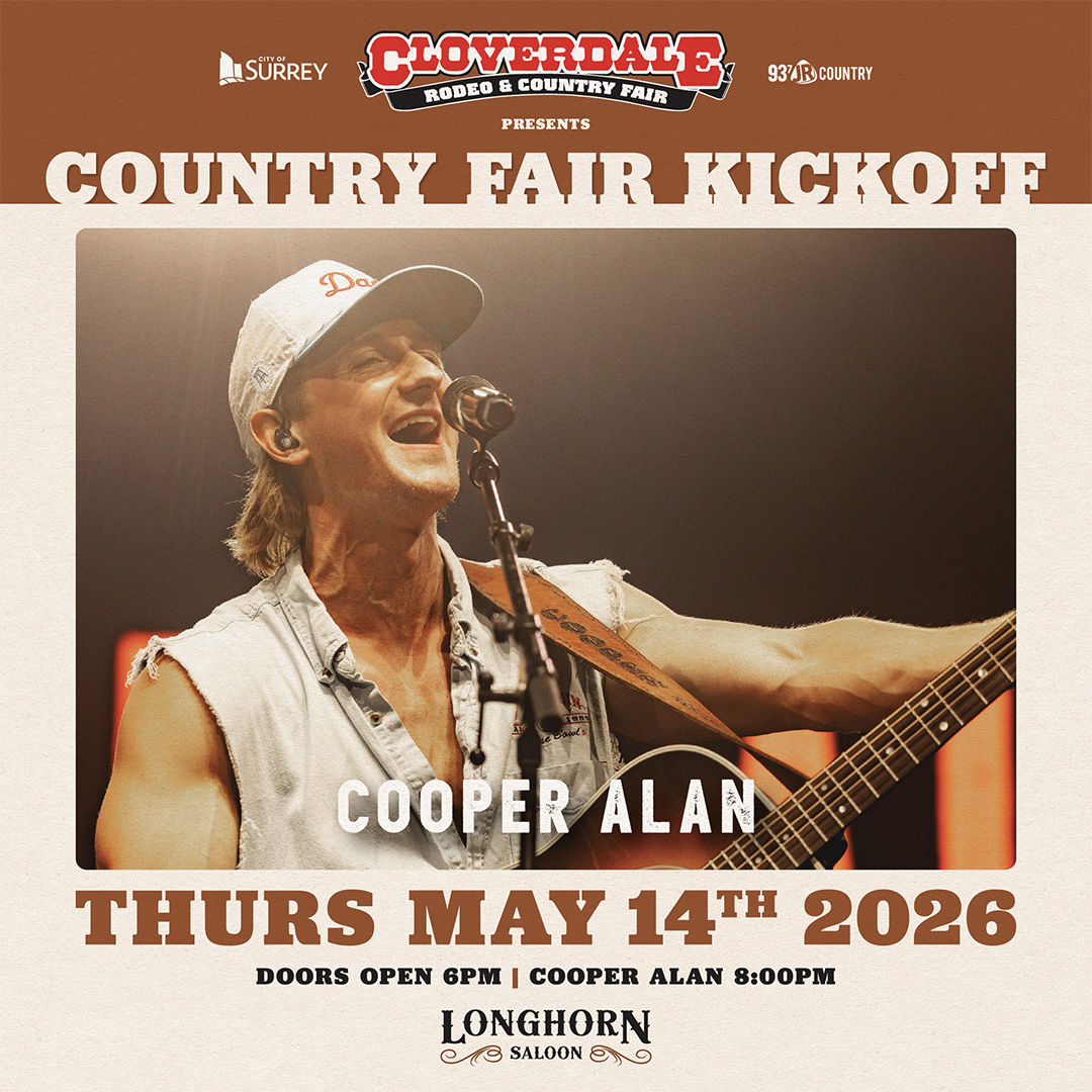 Cooper Alan performing at the Cloverdale Rodeo and Country Fair